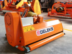 DELEKS APE flail mower with rear roller for adjustable cutting height, side view
