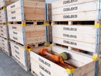 DELEKS APE flail mowers packed in wooden crates ready for shipping