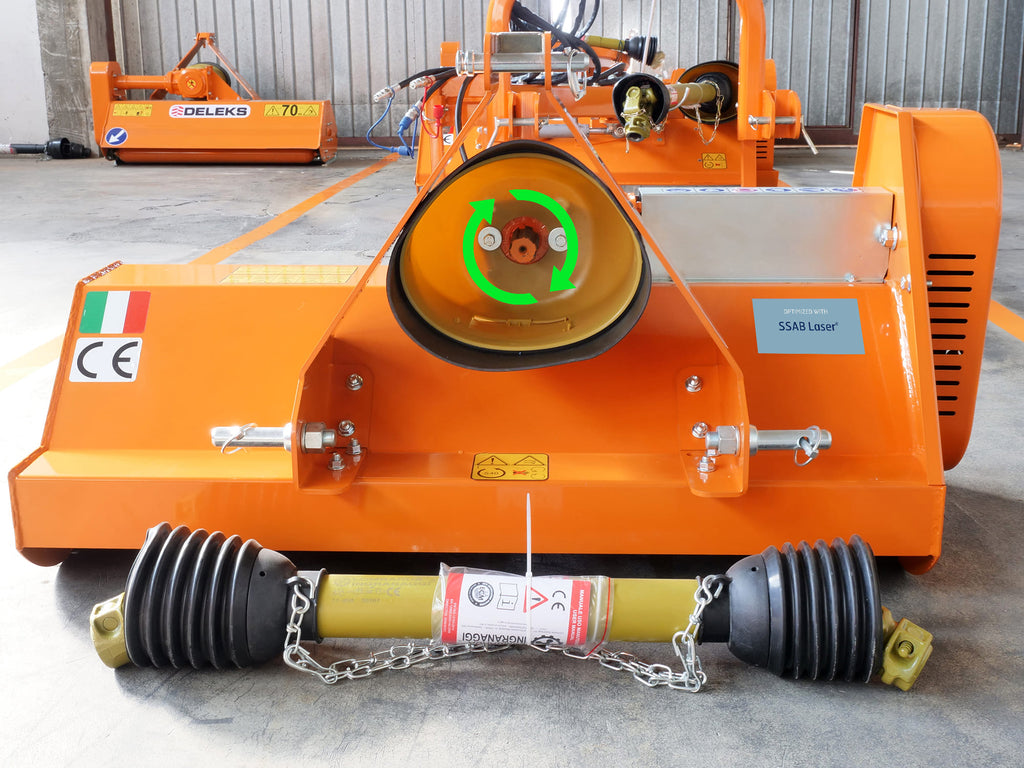 DELEKS APE SX reverse-rotation flail mower, rear view