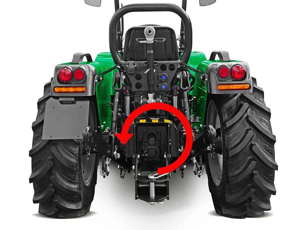 Diagram of reverse PTO rotation on a compact tractor for the APE SX flail mower