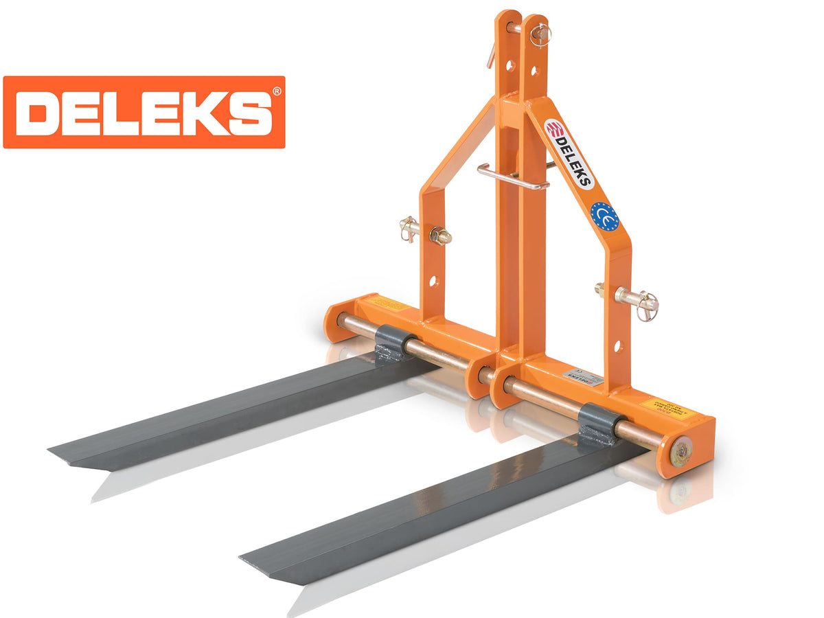 DELEKS D-300 three-point hitch pallet forks for compact tractors, studio view