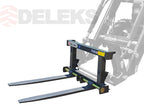 DELEKS D-700E pallet forks on a tractor front loader, render
