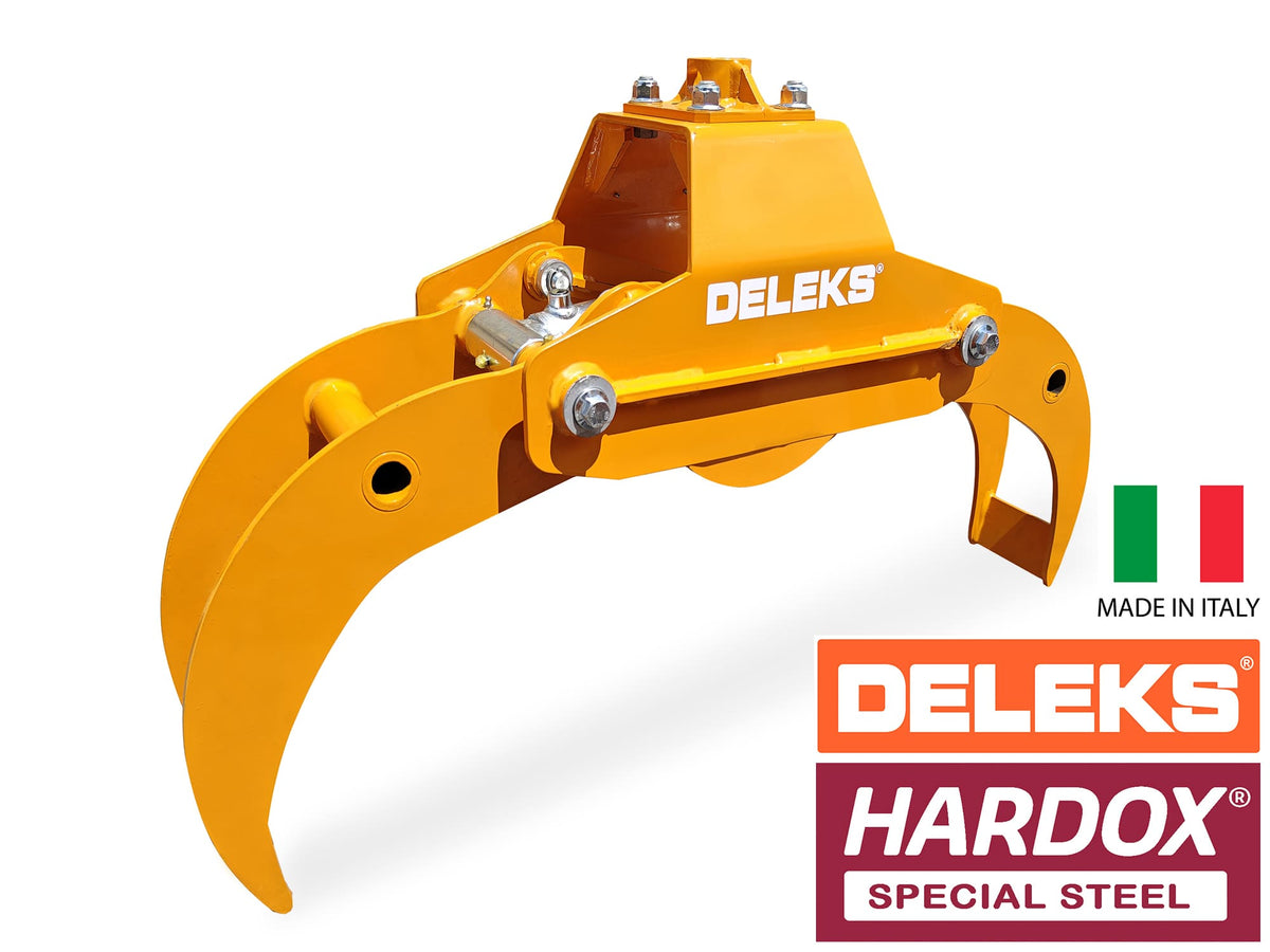 DELEKS DK10H Hardox log grapple for mini excavators, studio view