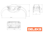 Dimensional drawing of the DELEKS DK16 log grapple