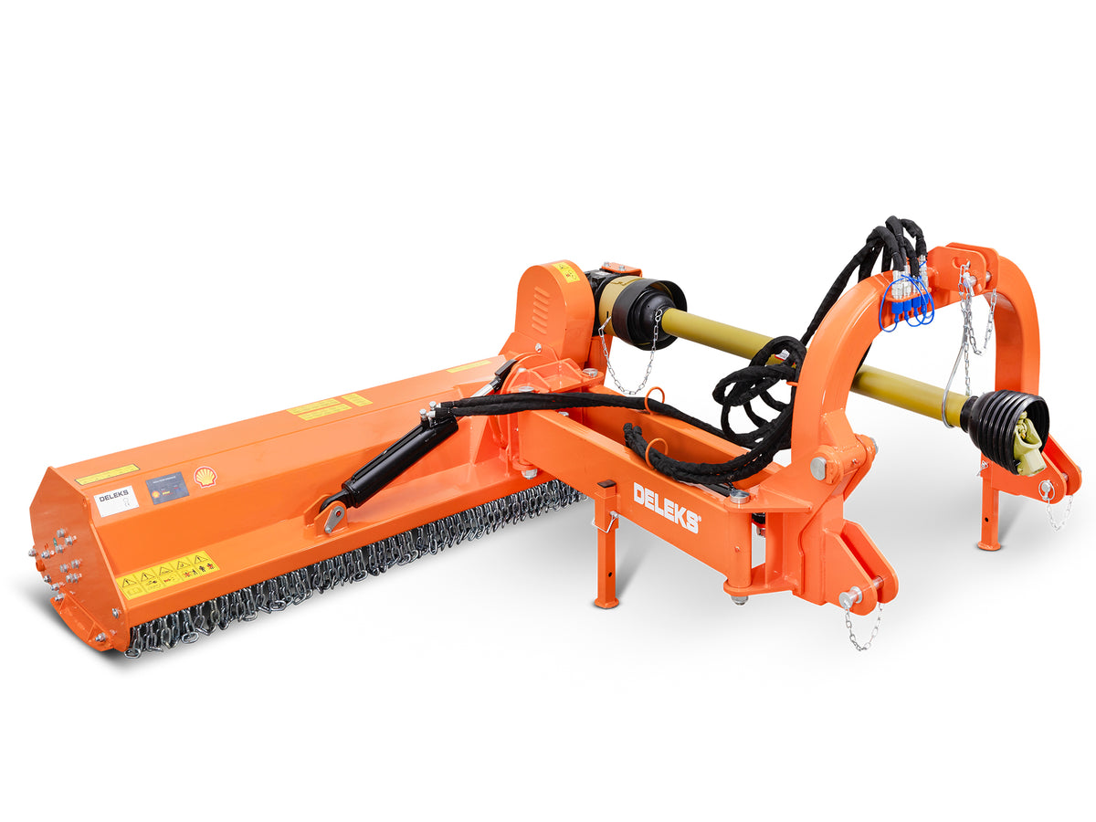 DELEKS GIRAFFA offset verge flail mower with hydraulic side arm, studio view