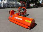 DELEKS GIRAFFA offset flail mower front view in the factory yard