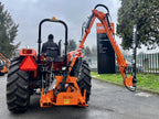 Rear view of a tractor with the DELEKS FALCO hedge cutter
