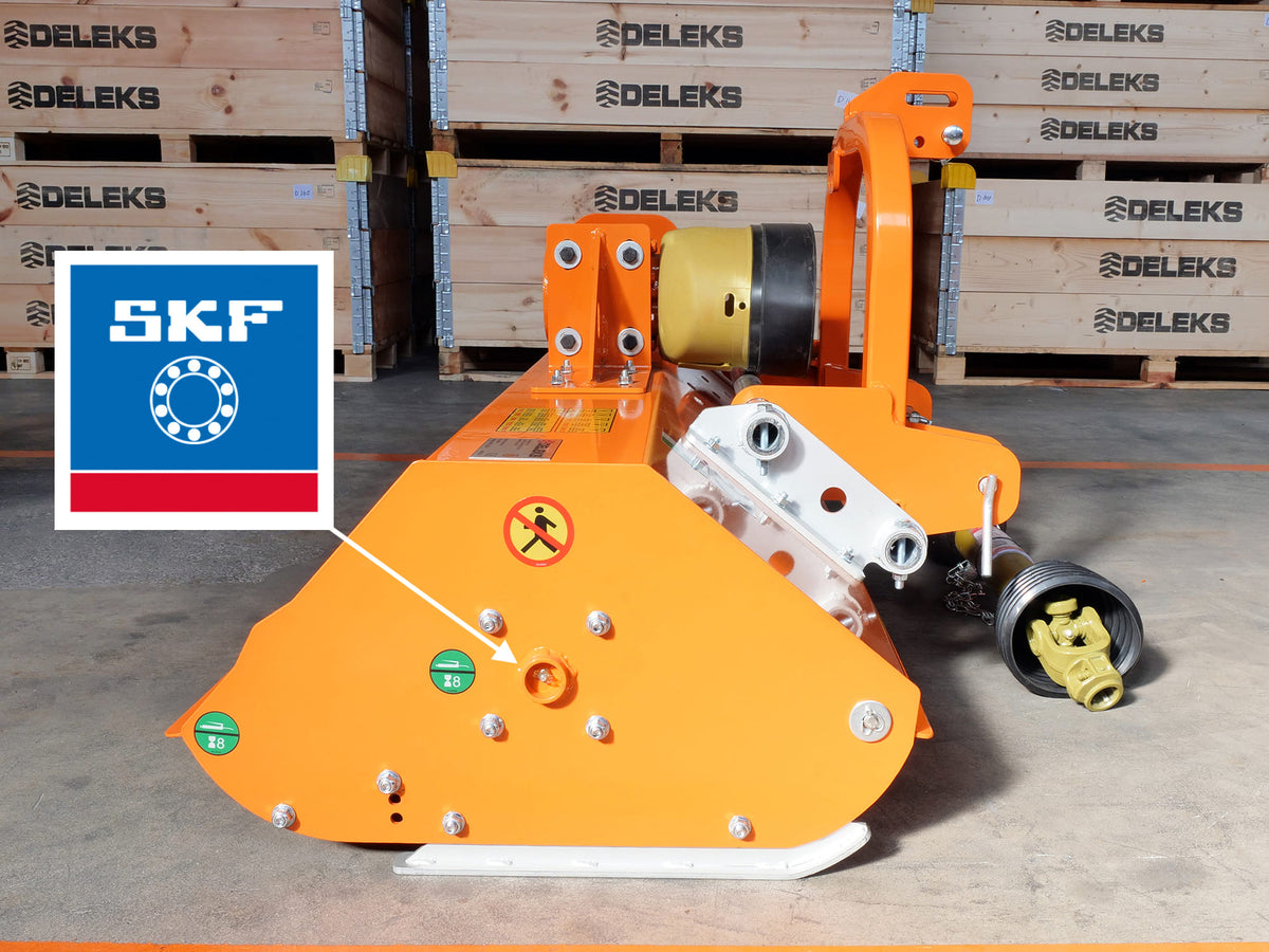 Side view of the DELEKS LINCE flail mower with SKF bearings
