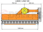 Dimensional drawing of the DELEKS LINCE 120 flail mower