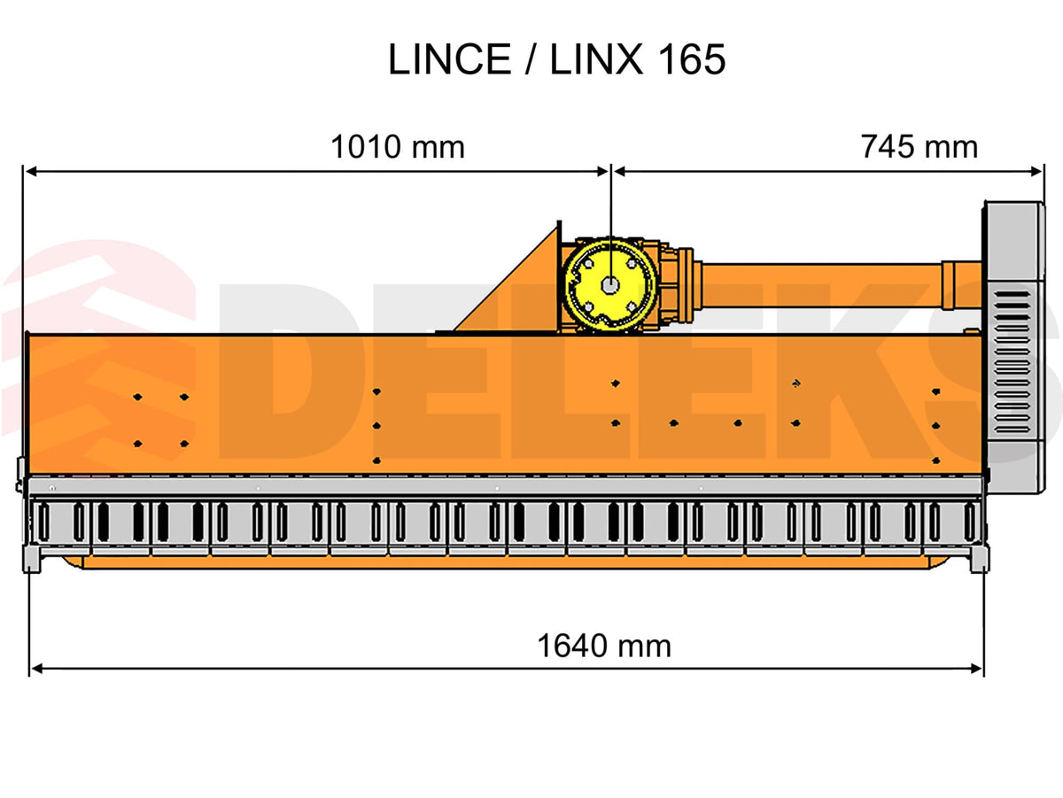 Dimensional drawing of the DELEKS LINCE 165 flail mower
