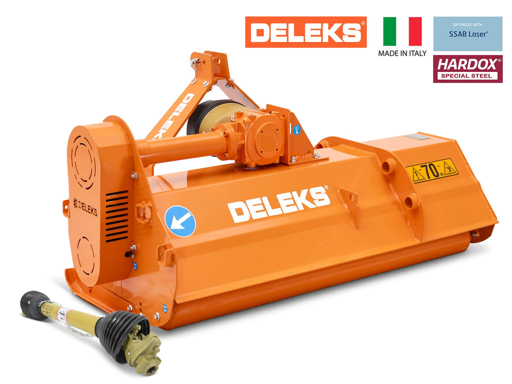 DELEKS LINCIONE heavy-duty flail mower with wide high-airflow chassis, studio view
