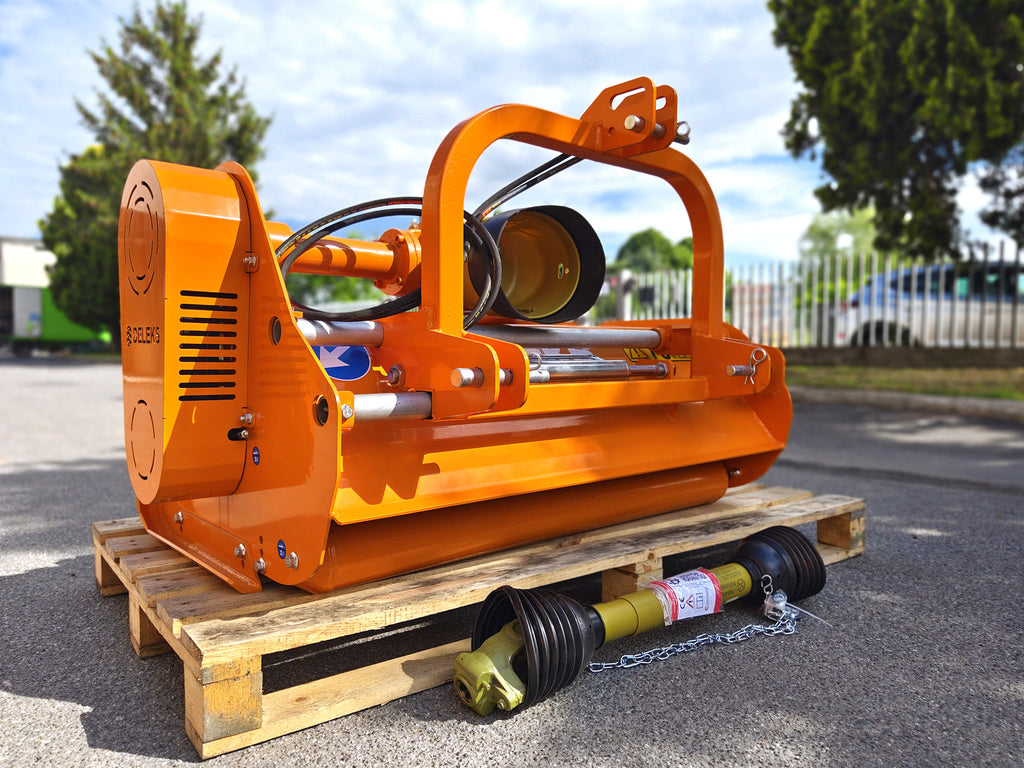 DELEKS LINCIONE flail mower on a pallet outside the factory