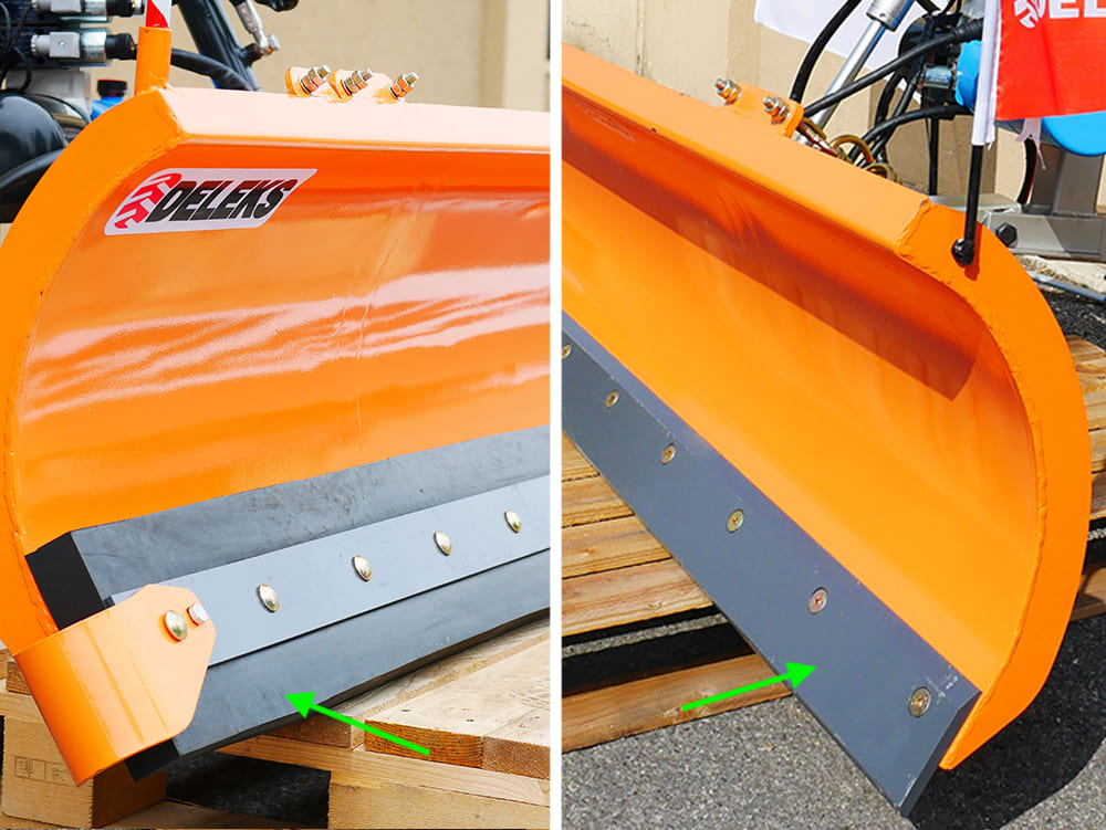 Steel and rubber cutting edge options for the DELEKS LNS-J snow plow