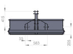 Dimensional drawing of the DELEKS transport box, rear view